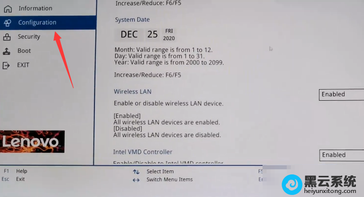���뵽bios���ú��л���configurationѡ��