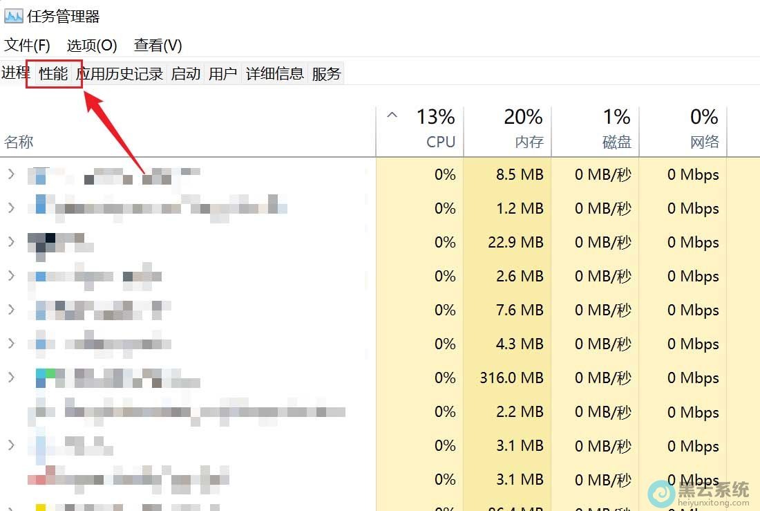点击切换到性能