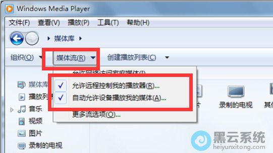 勾选媒体流选项