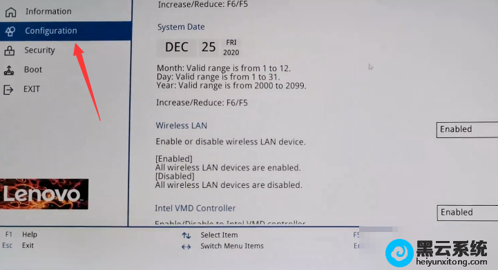 ���뵽bios���ú��л���configurationѡ��