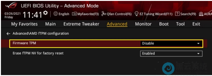 Advanced��AMD fTPM configuration