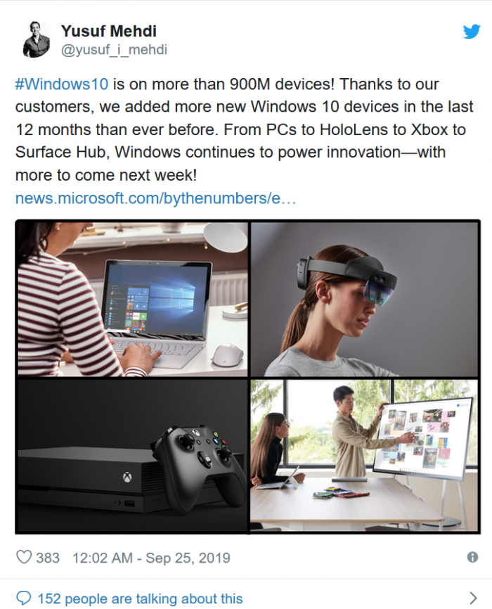 微软宣布Win10活跃用户突破9亿大关