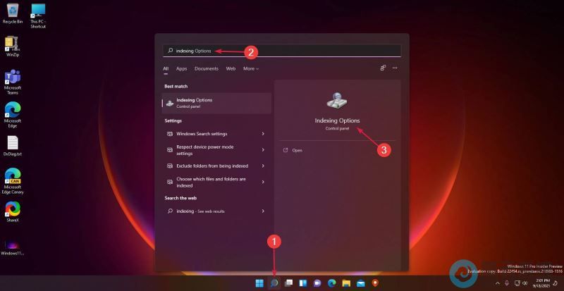 ����indexing options
