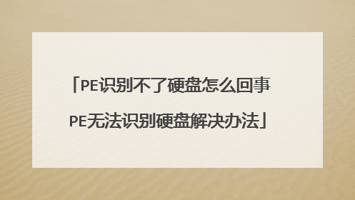 PE识别不了硬盘怎么回事 PE无法识别硬盘解决办法