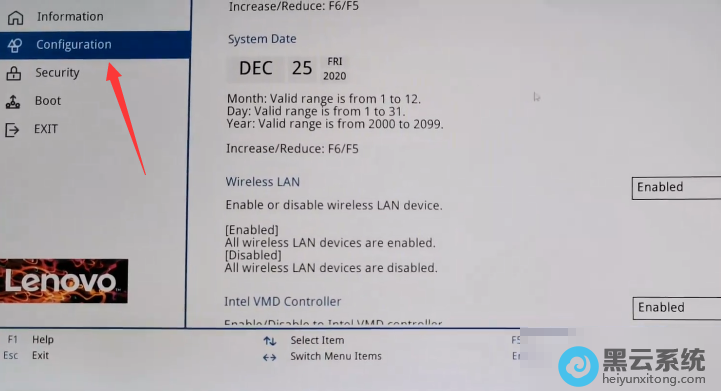 ���뵽bios���ú��л���configurationѡ��