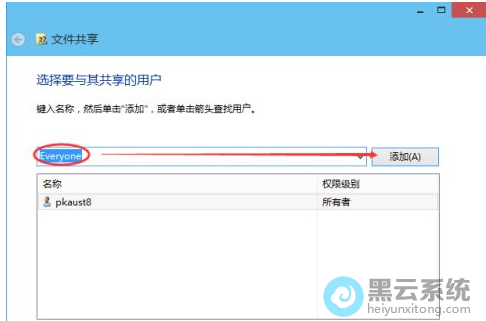 选择要共享的用户