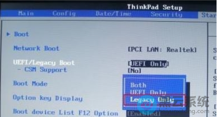 ��UEFI/Legacy Boot�����óɡ�Legacy only����Legacy first��